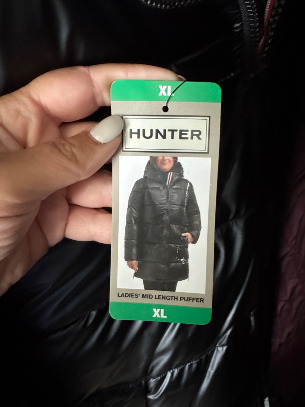 NWT Hunter Women's Black Puffer Coat with Hood - Picture 5 of 5